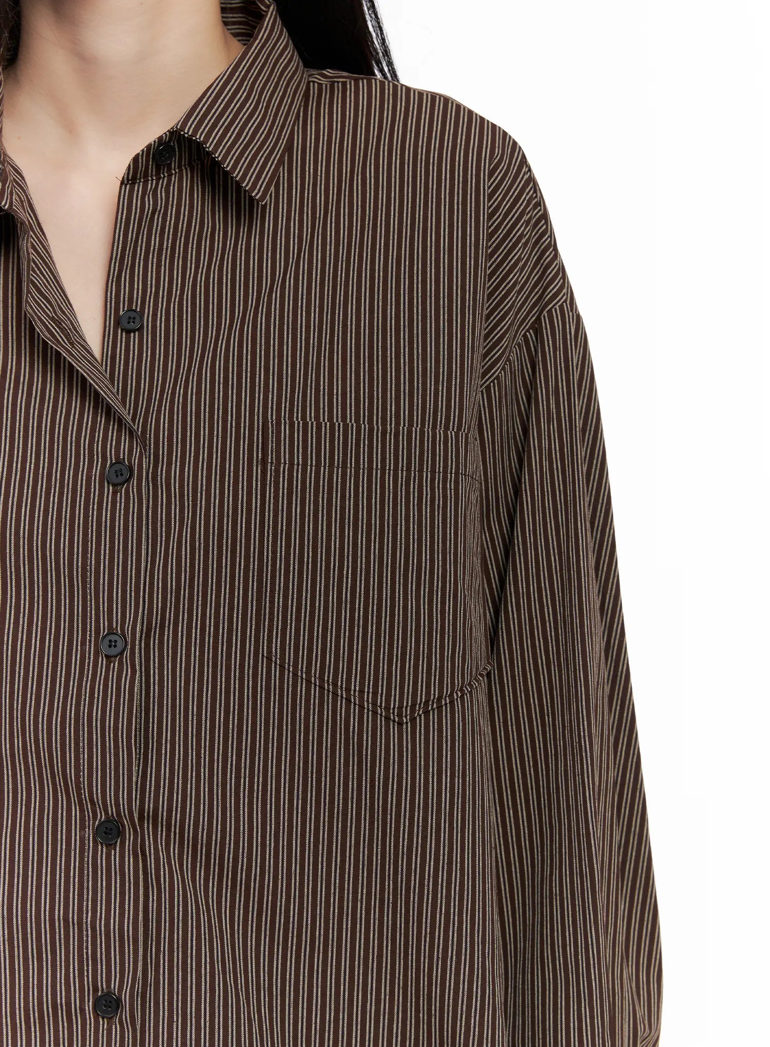 Relaxed Fit Striped Button-Up Long Sleeve Shirt CG526