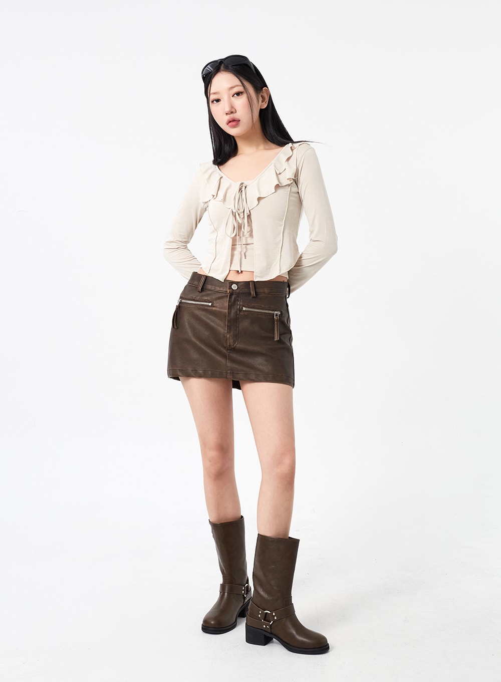 Faux Leather Mini Skirt CM316