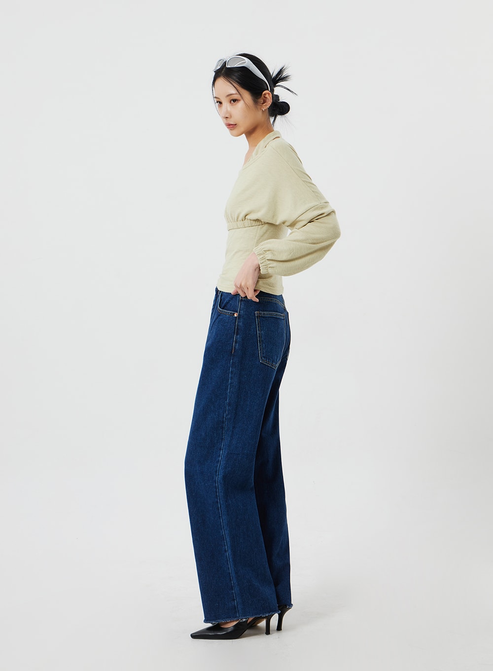 Wide Leg Dark Wash Jeans CF323