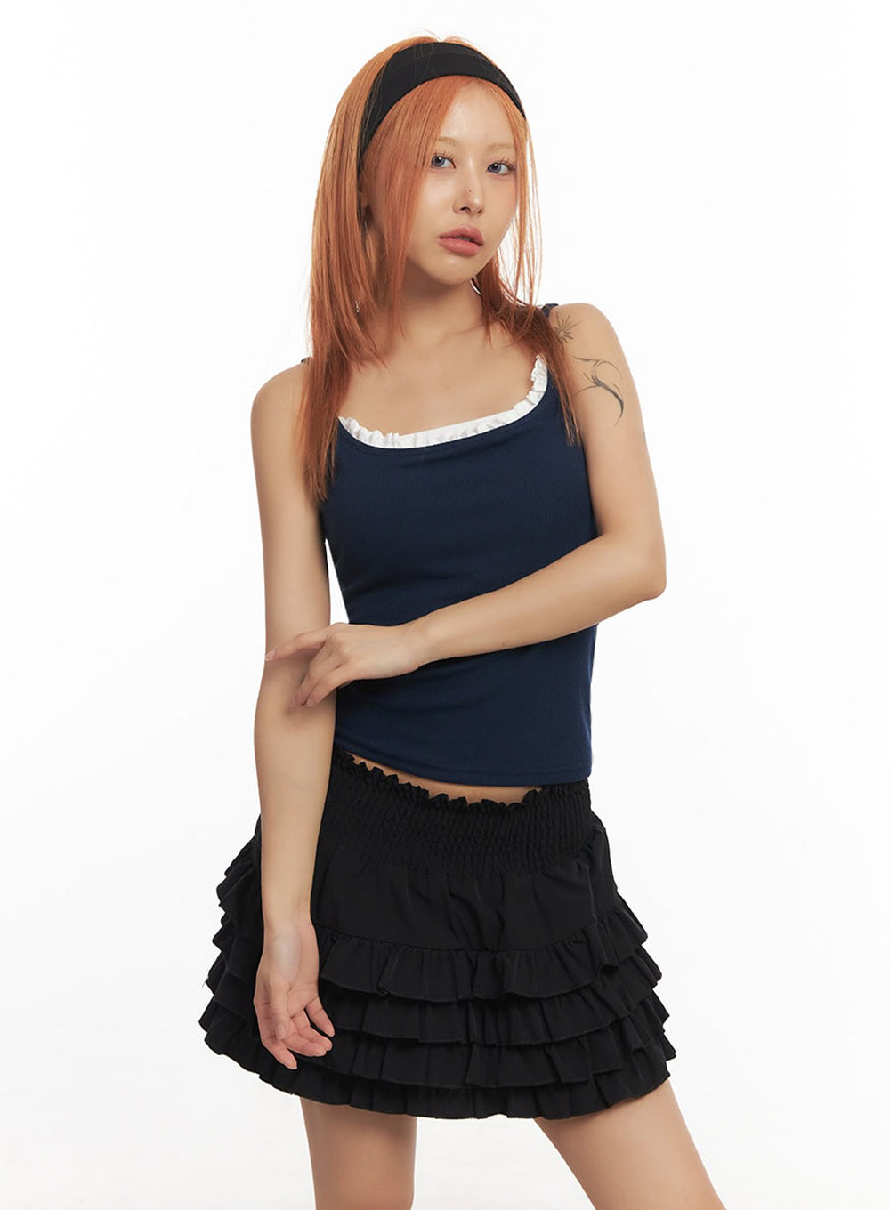 Frill-Trim Square Neck Cami Top IA515