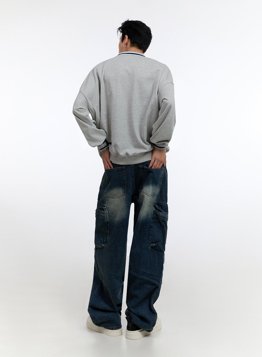 Men's Jersey Print V-Neck Sweatshirt IO428