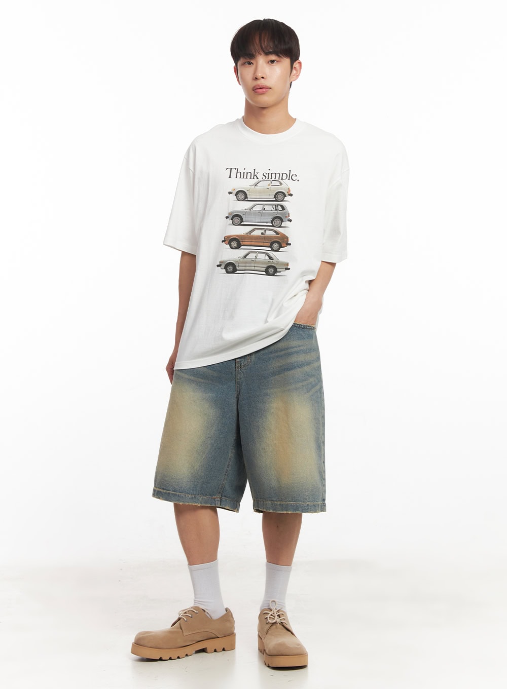 Men's Washed Wide-Fit Jorts IA518