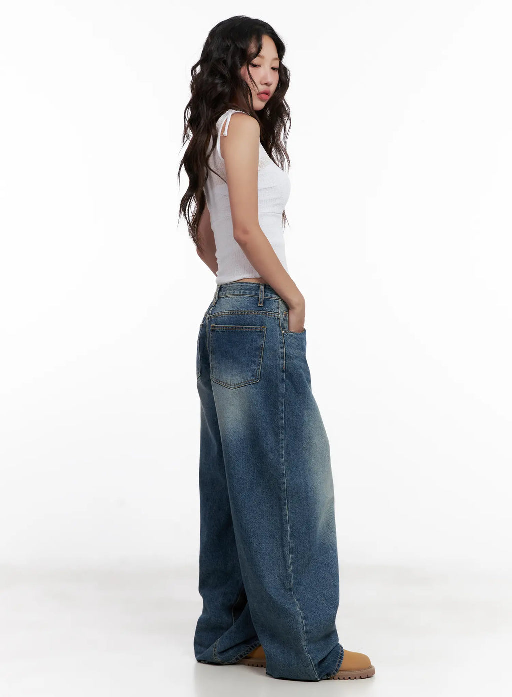 Miji Wide-Leg Washed Denim Jeans CL521