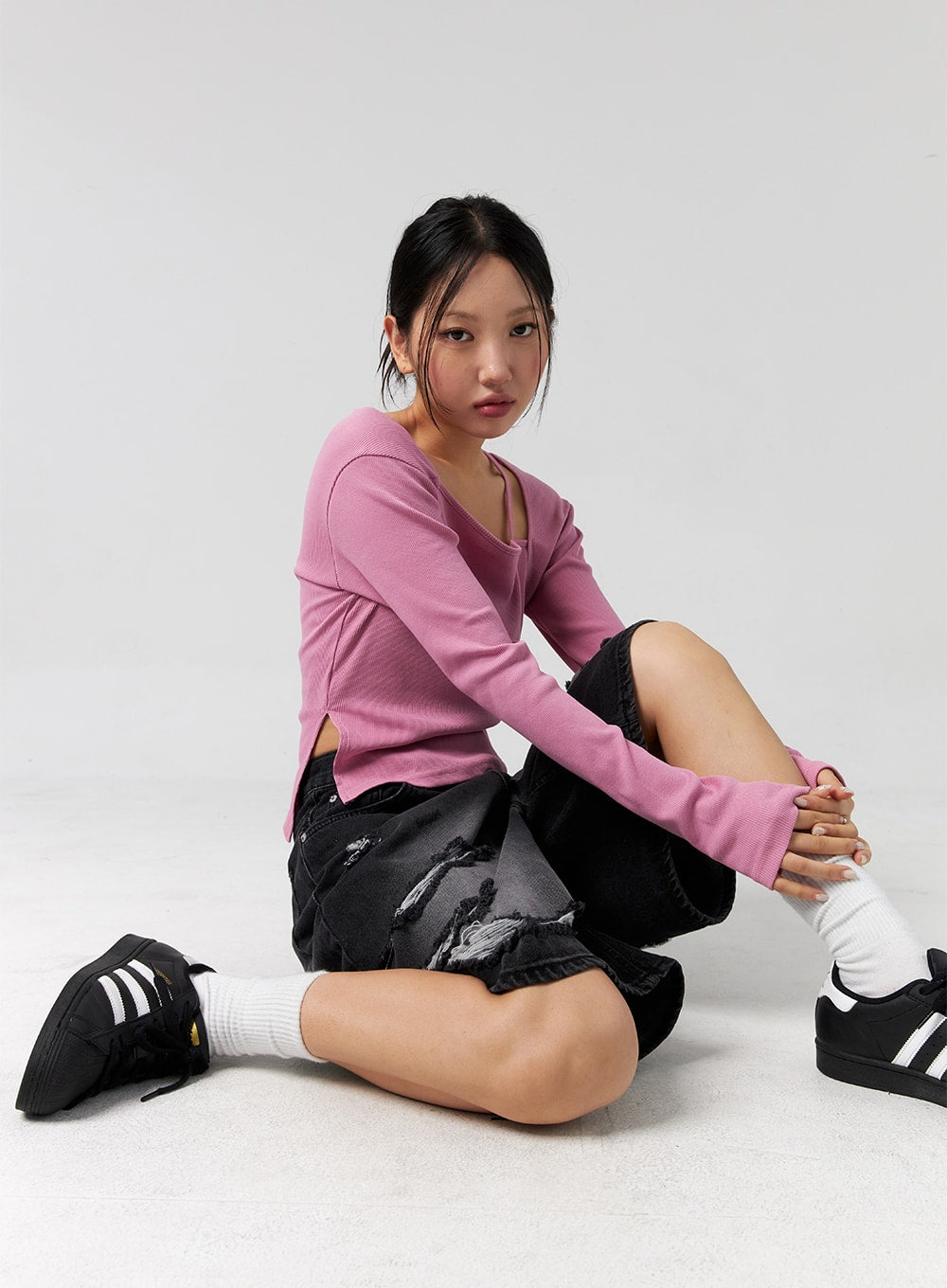 Ripped Bermuda Pants Unisex CG303