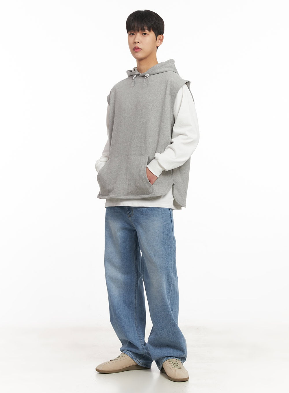 Men's Wide-Fit Washed Jeans IM517