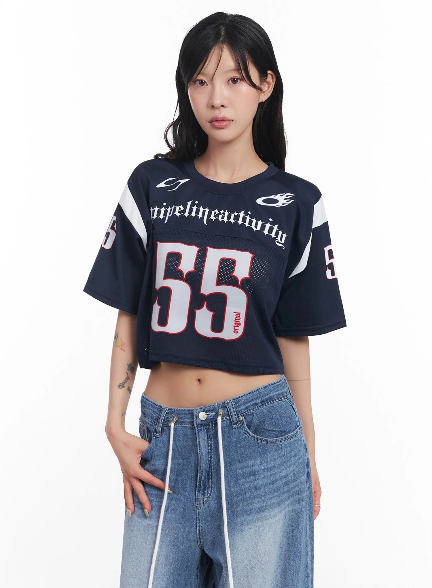 Mesh Jersey Crop Top  IC503