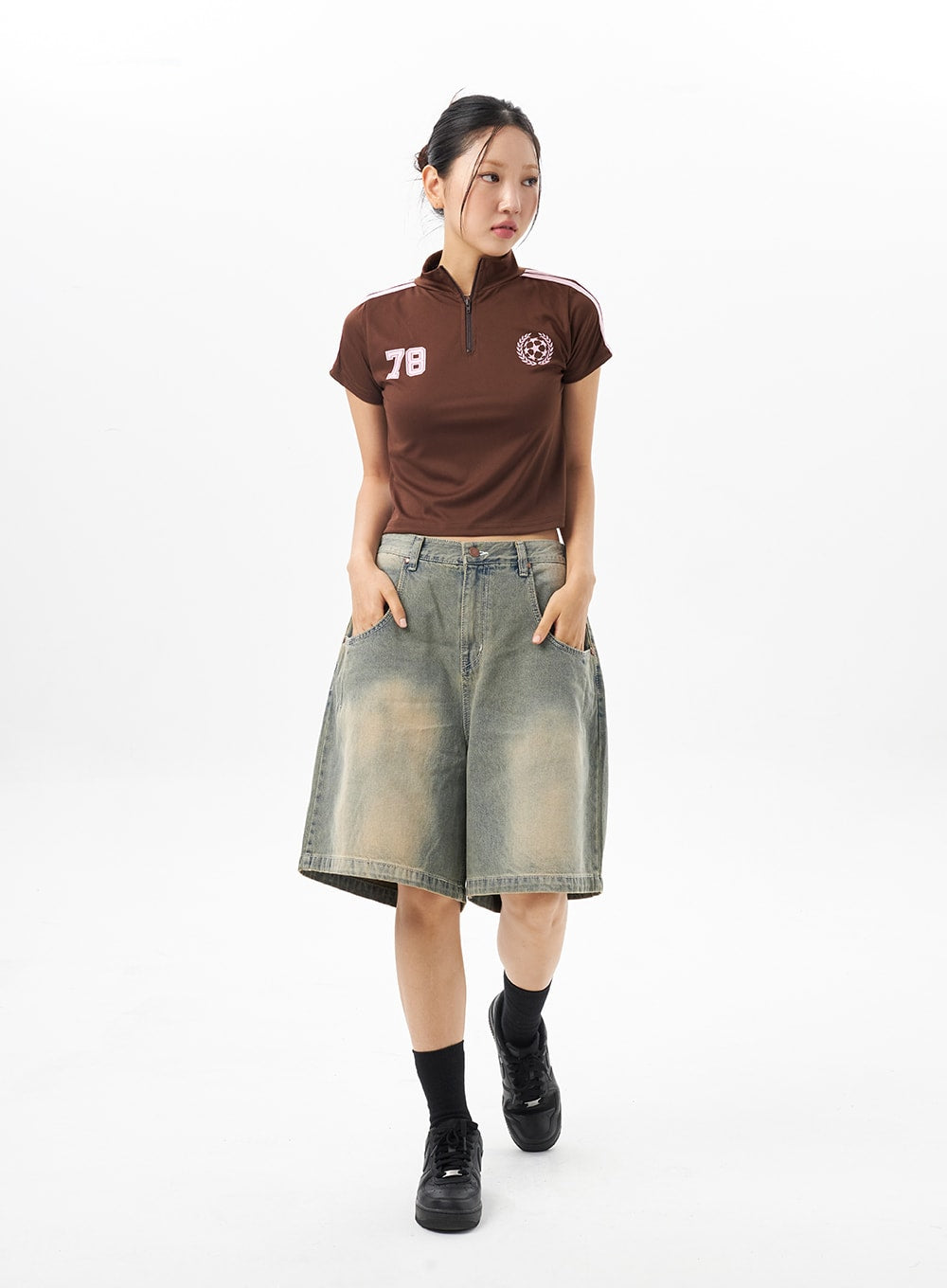 Low Rise Denim Bermuda Pants CU316