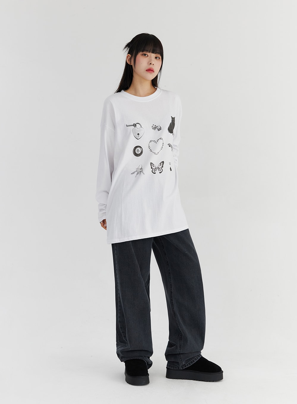 Loose Fit Cute Print Tee CS327