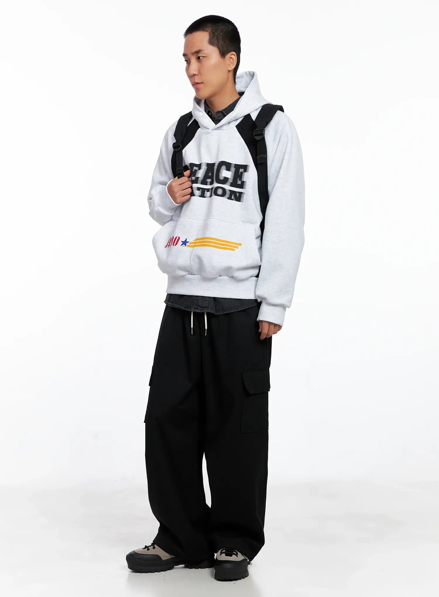 Men's Raglan Graphic High Neck Hoodie IS510