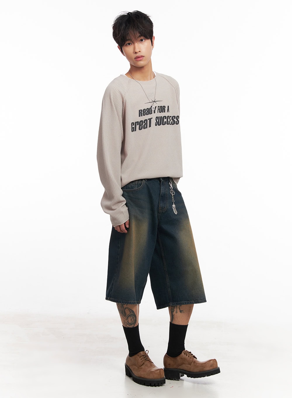 Men's Ribbed Graphic Raglan Sweatshirt IY508