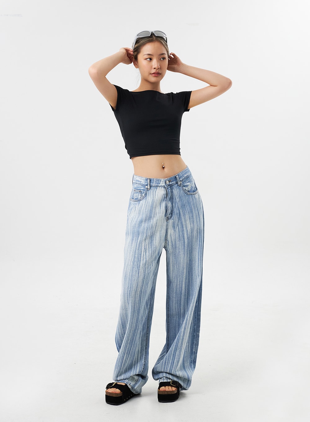 Stripe Baggy Jeans CU302