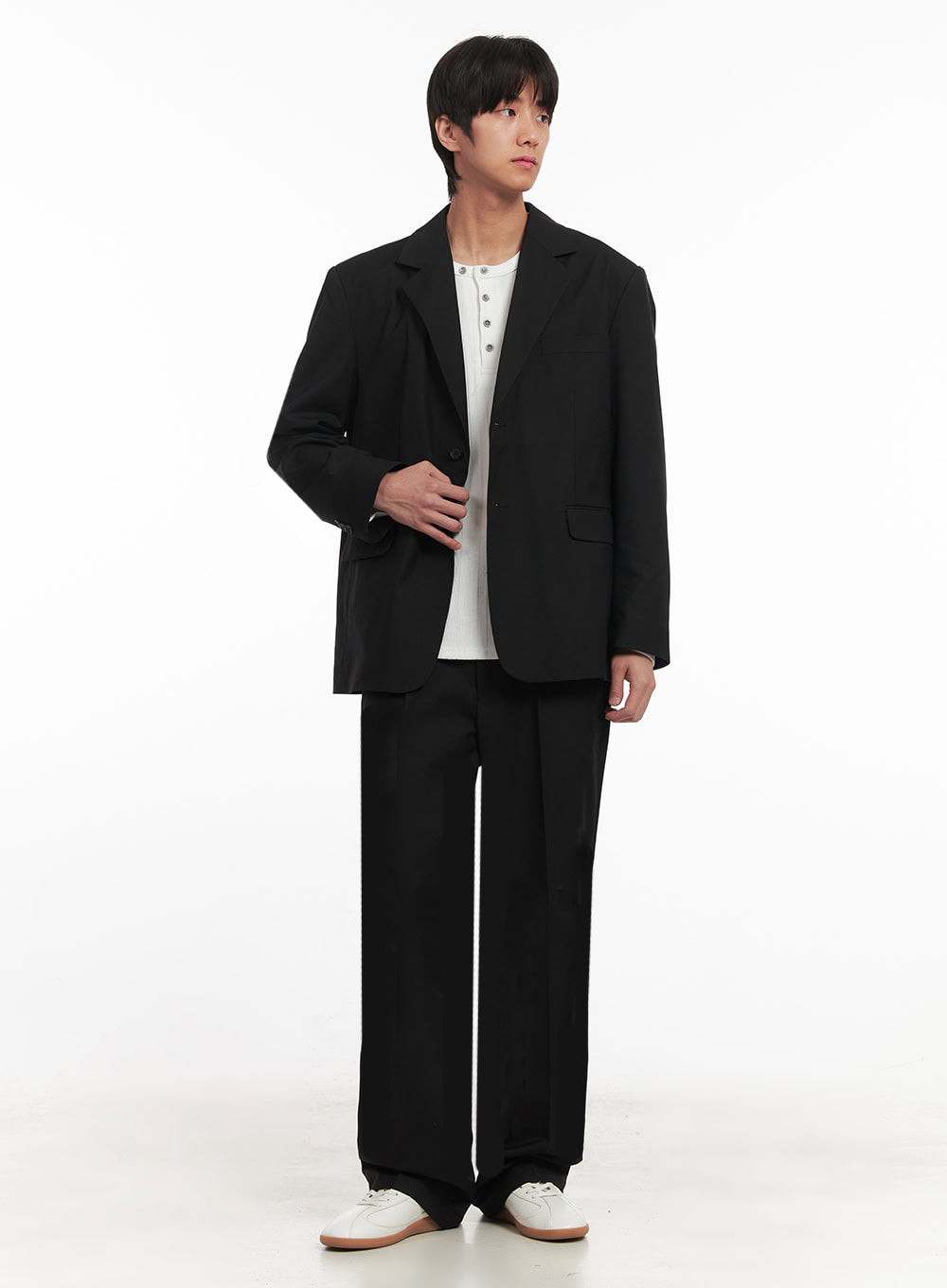 Men's Ribbed Buttoned Long-Sleeve Shirt IA511