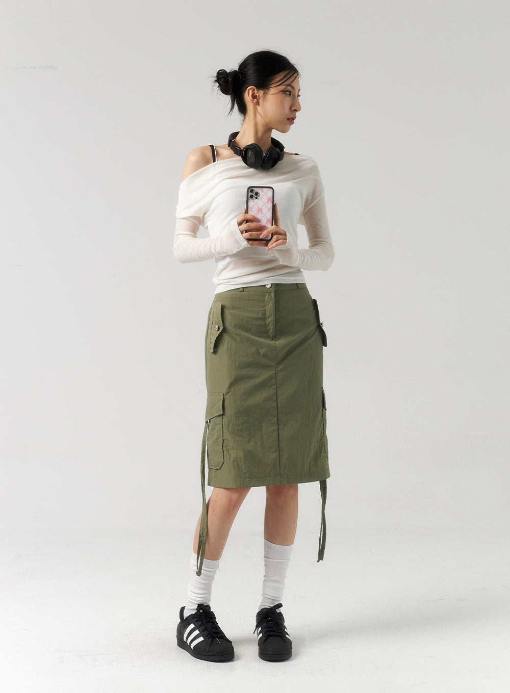 Off-Shoulder Mesh Top CU320