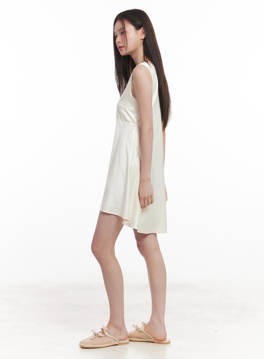 Satin V-Neck Sleeveless Mini Dress IY513