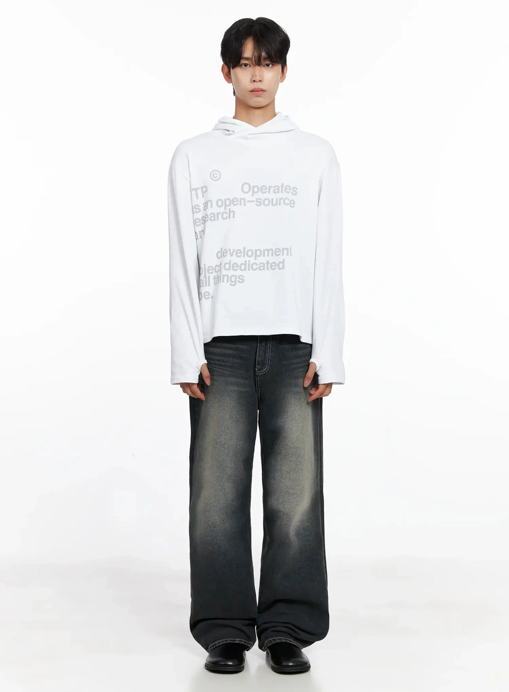 Men's Smoky Faded Wide Denim Jeans IO517