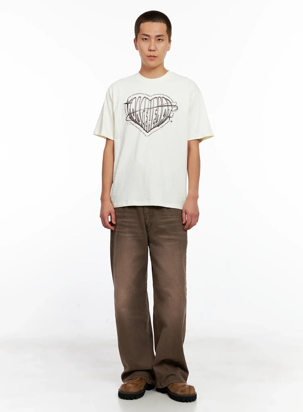 Men's Washed Wide-Leg Denim Jeans IG511