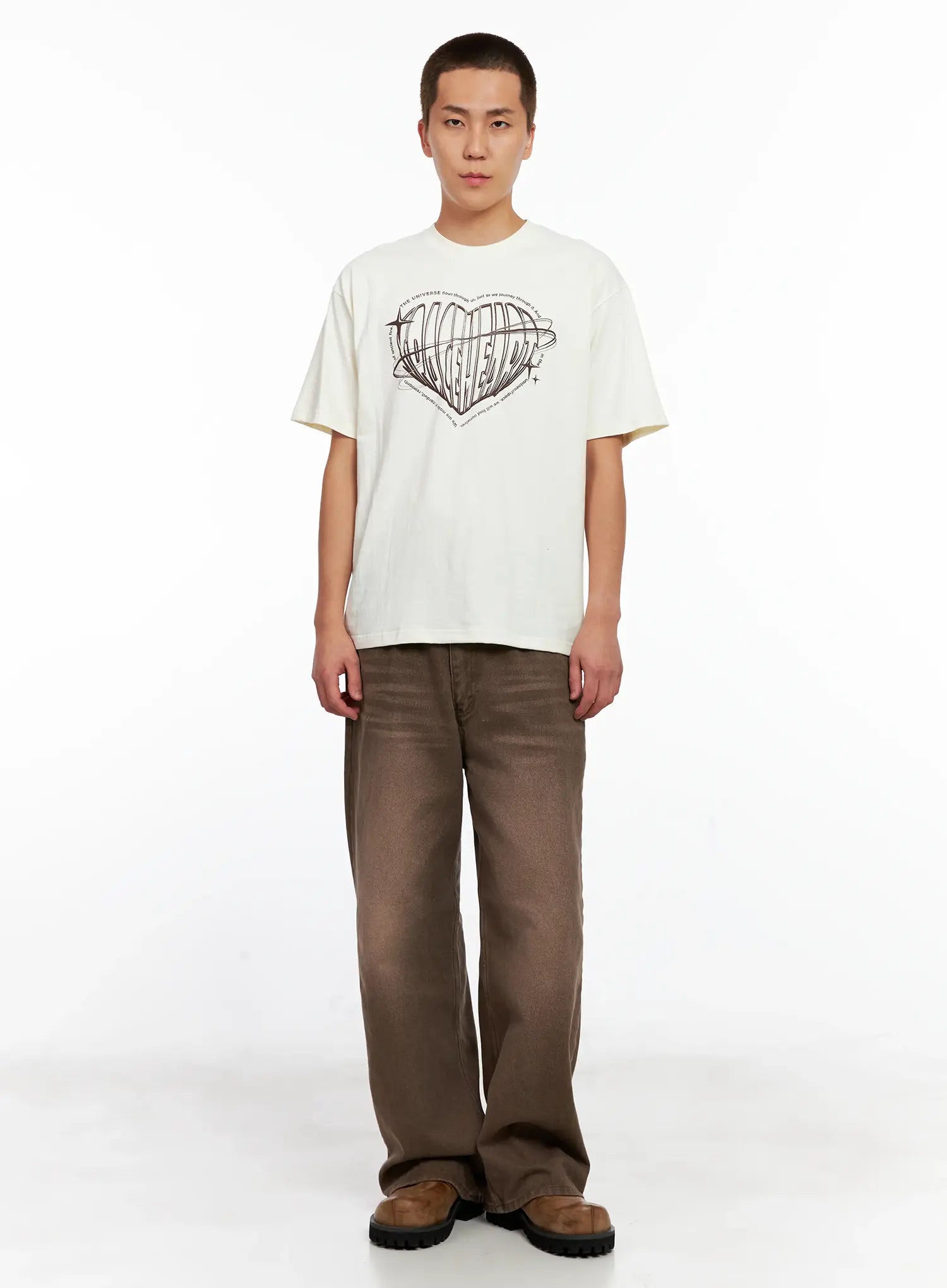 Men's Washed Wide-Leg Denim Jeans IG511