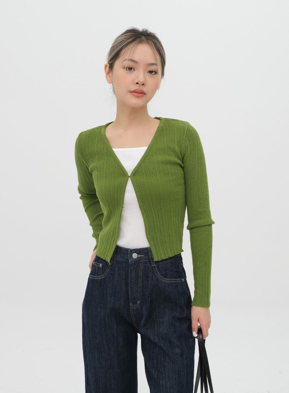 Cropped Cardigan with Front Hook F3