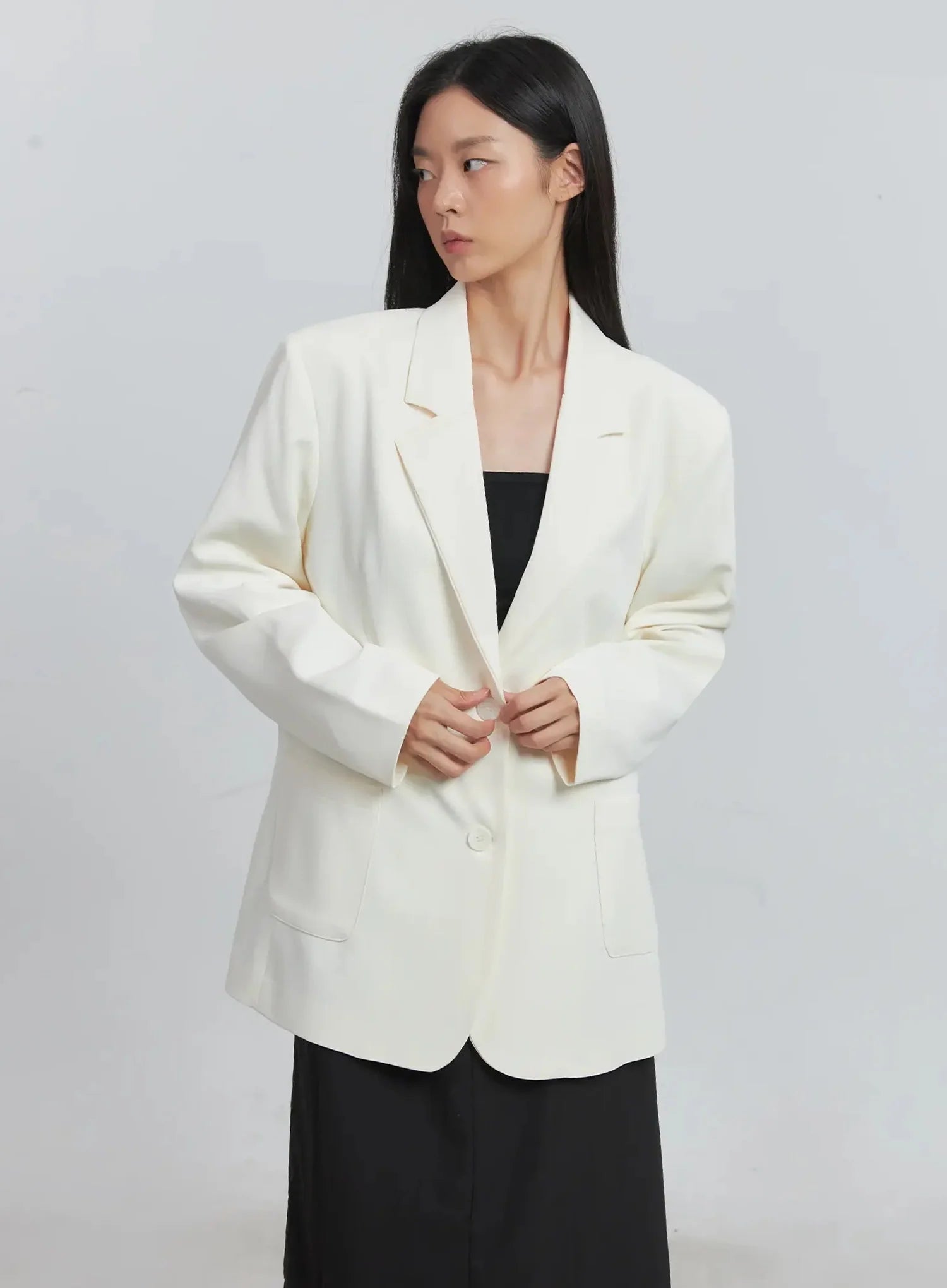 Classic Oversized Blazer (Light beige) IU512