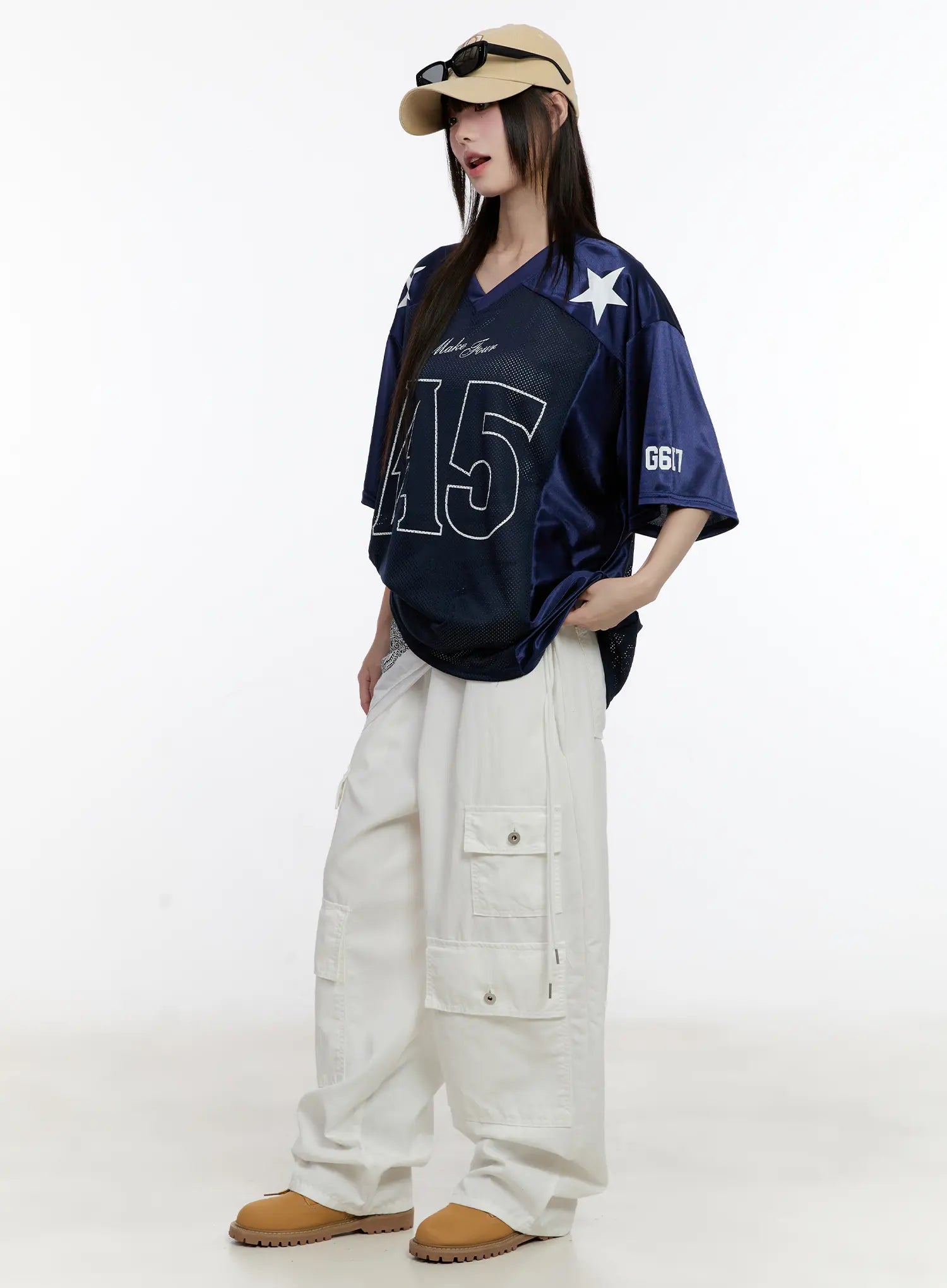 Side-Cinch Wide-Leg Cargo Pants CL507