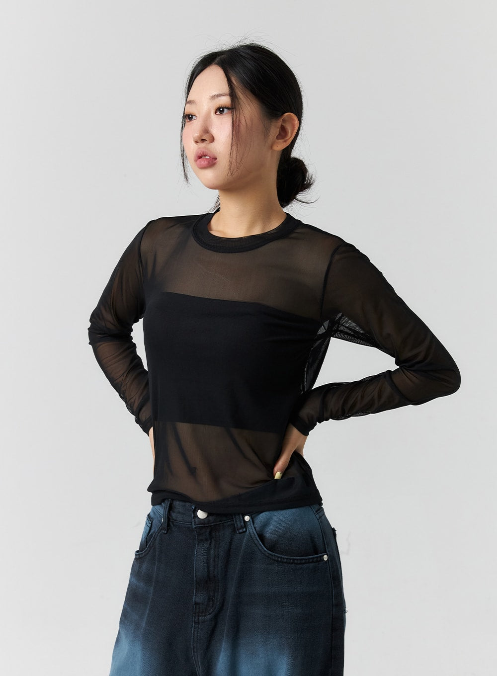 Sheer Long Sleeve Top CS302