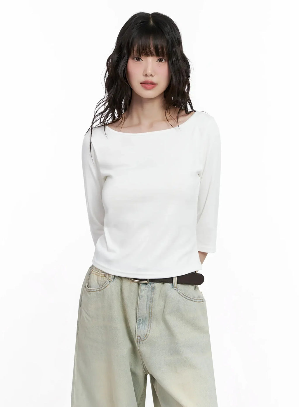 Minimalist Black Boat Neck Top IL531