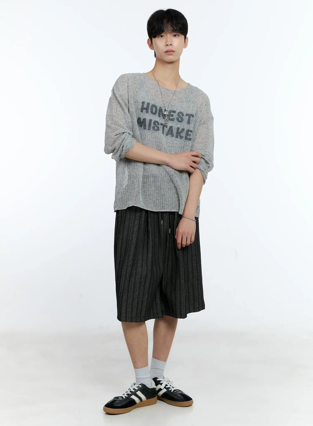 Men's Striped Pintuck Shorts IL529