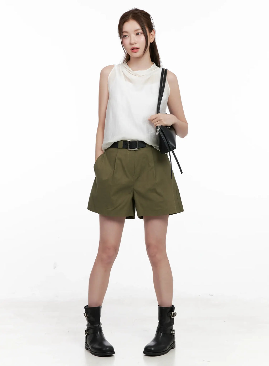 Draped Button Sleeveless Blouse CL523