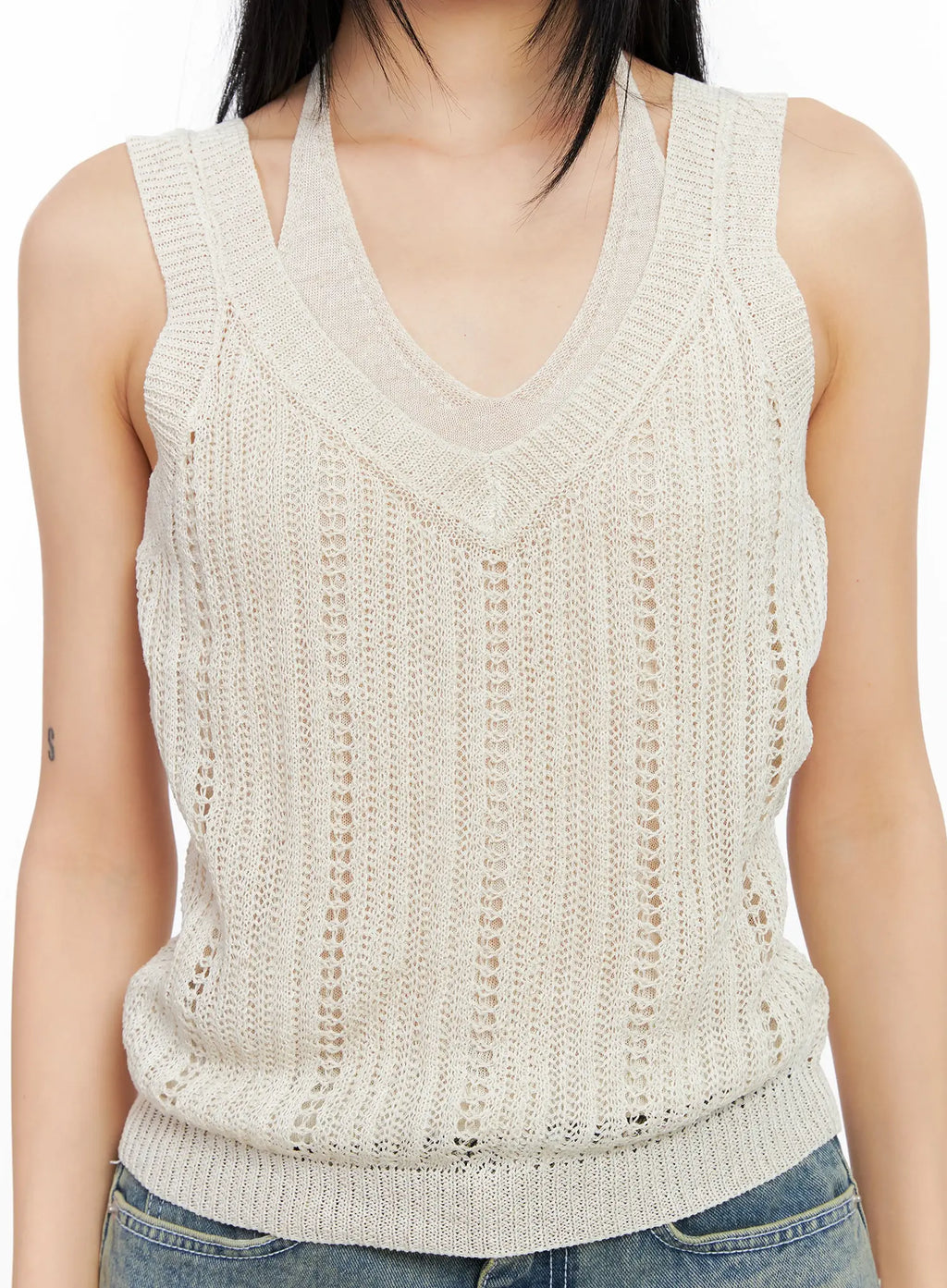 Layered Knit Halter Tank Top CL529