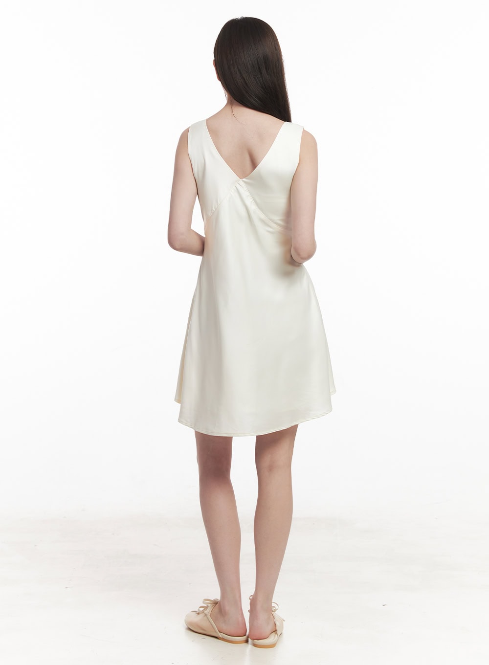 Satin V-Neck Sleeveless Mini Dress IY513