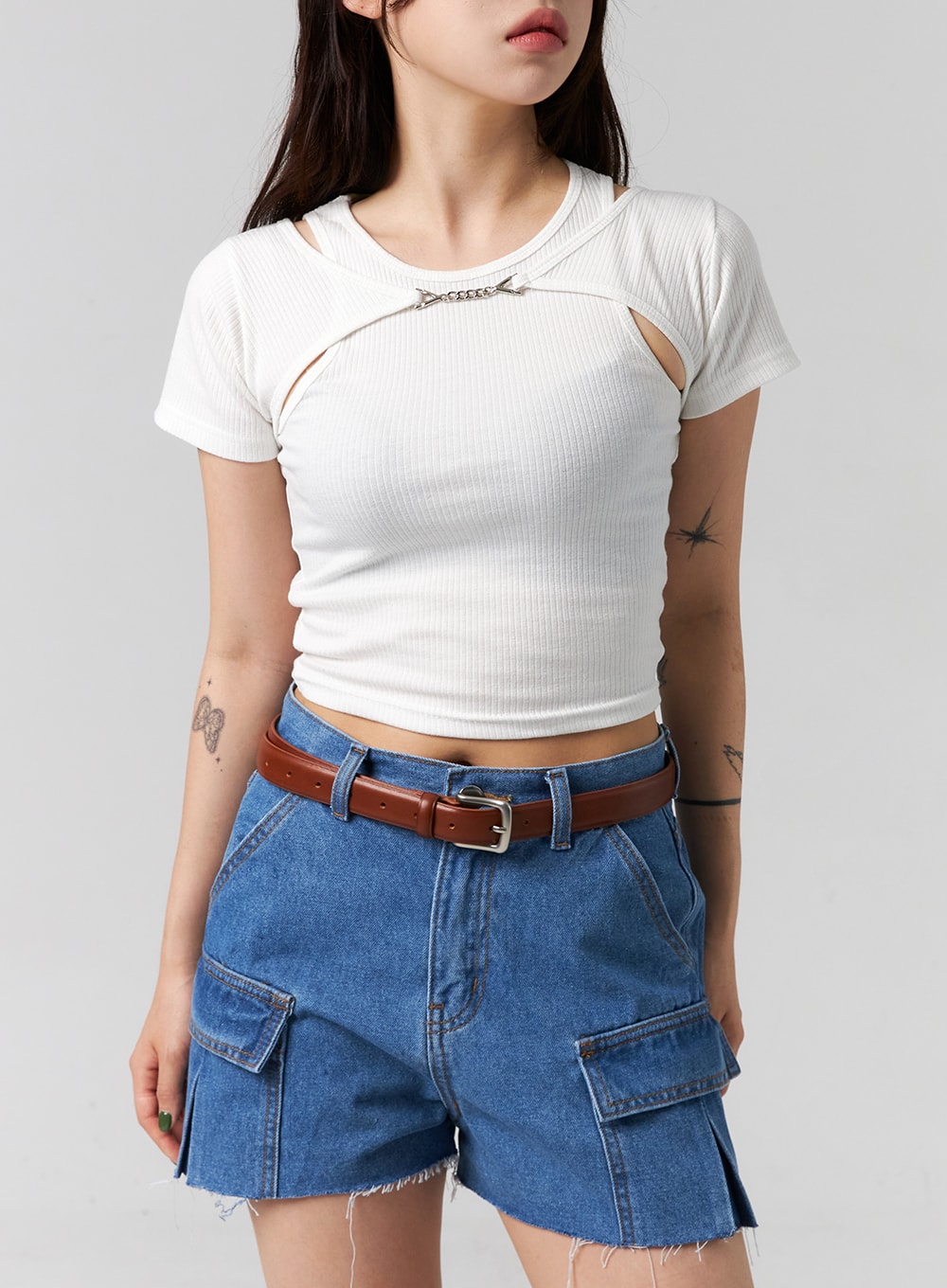 Cut Out Denim Shorts CG316