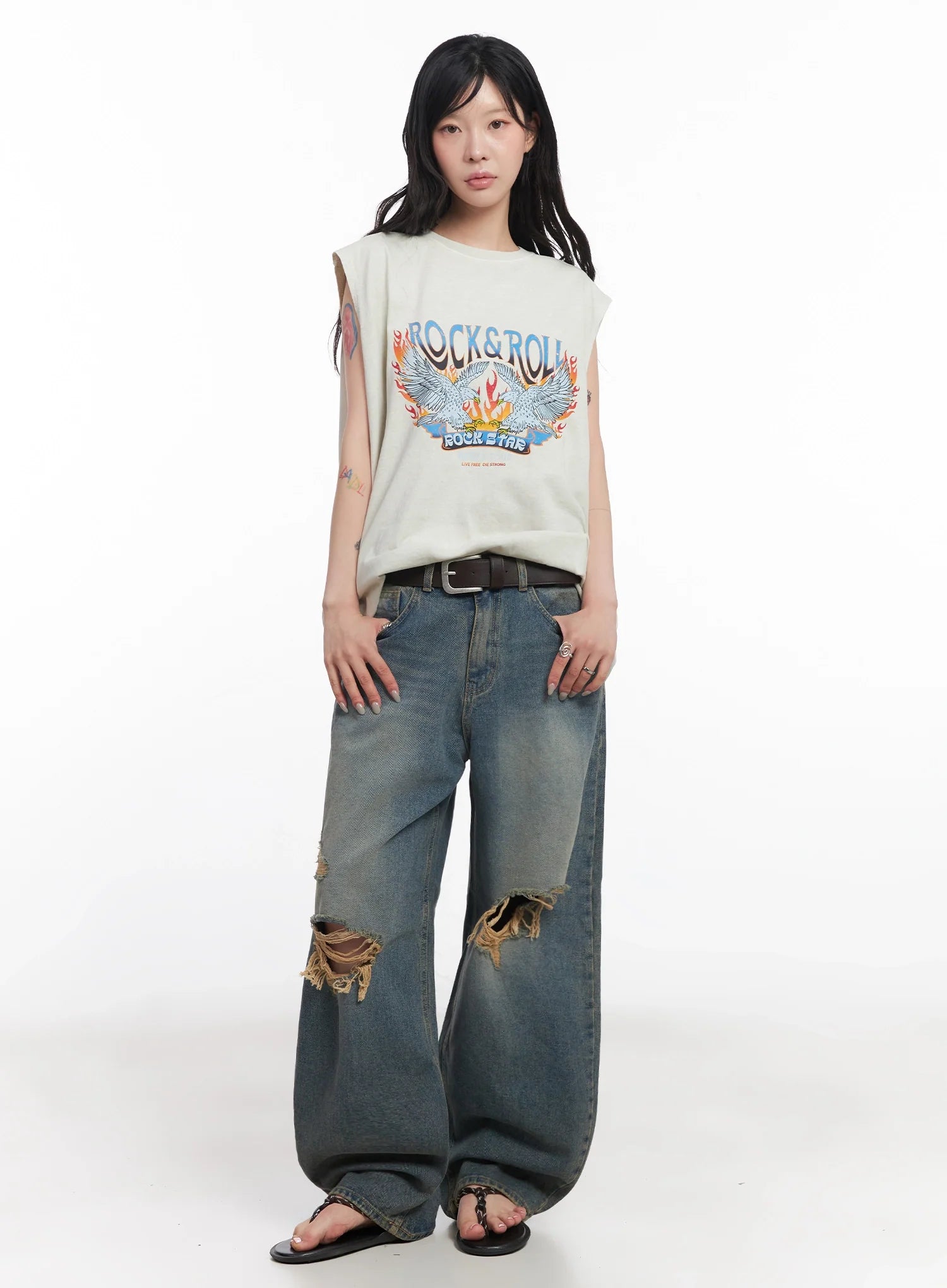 Rock & Roll Graphic Sleeveless Top  IC503