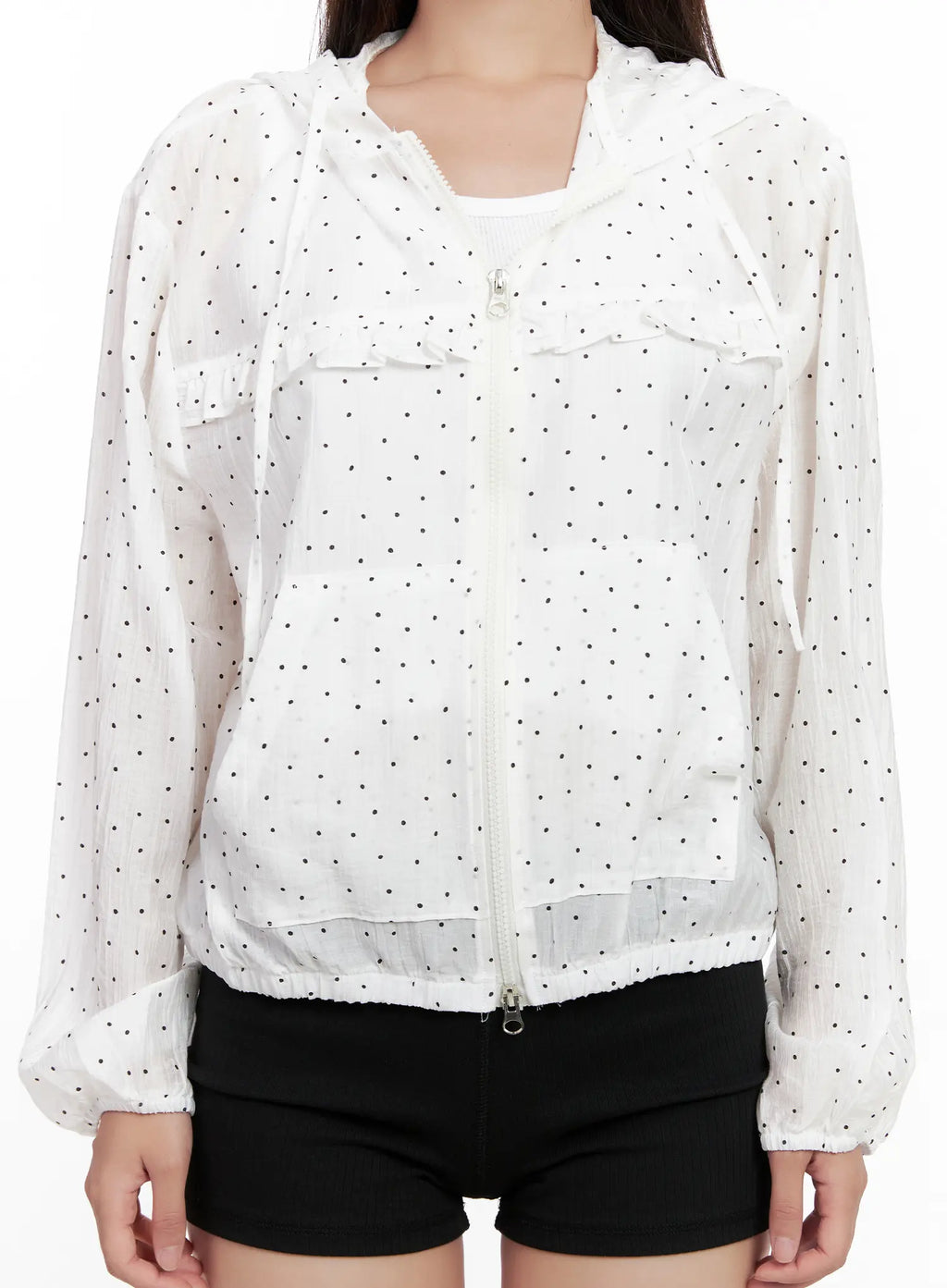 Polka-Dot Ruffle Windbreaker CL521
