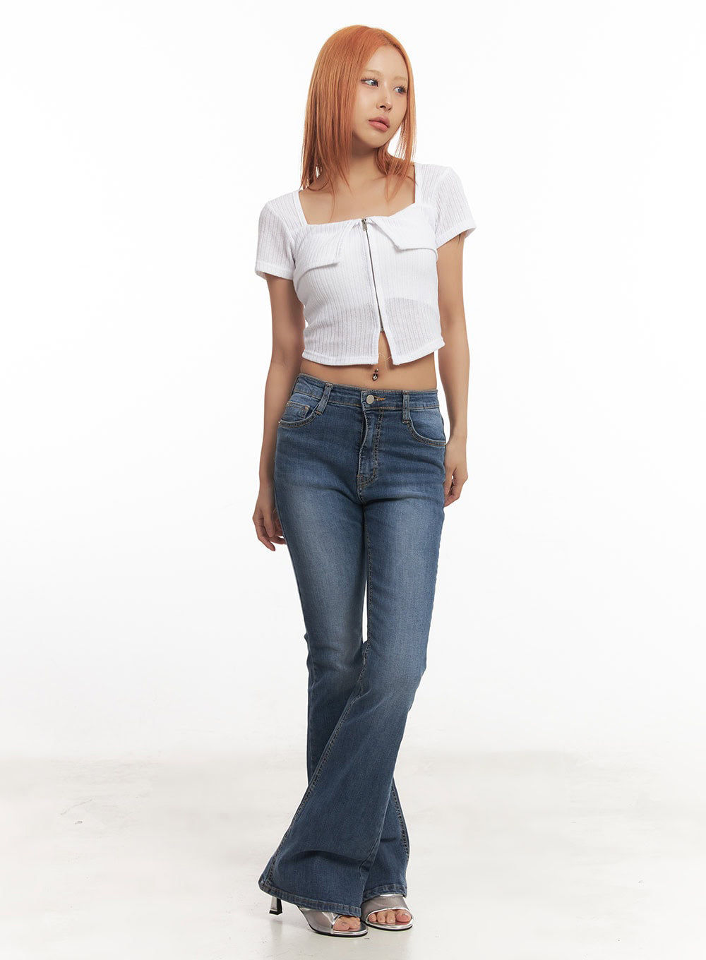 Zip-Up Square-Neck Crop Top IA517