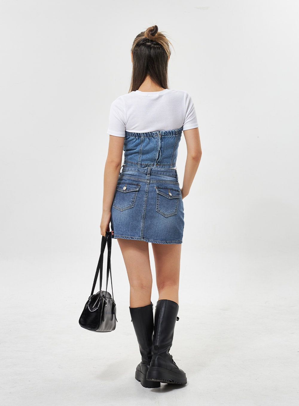 Mid-Wash Denim Mini Skirt CU301