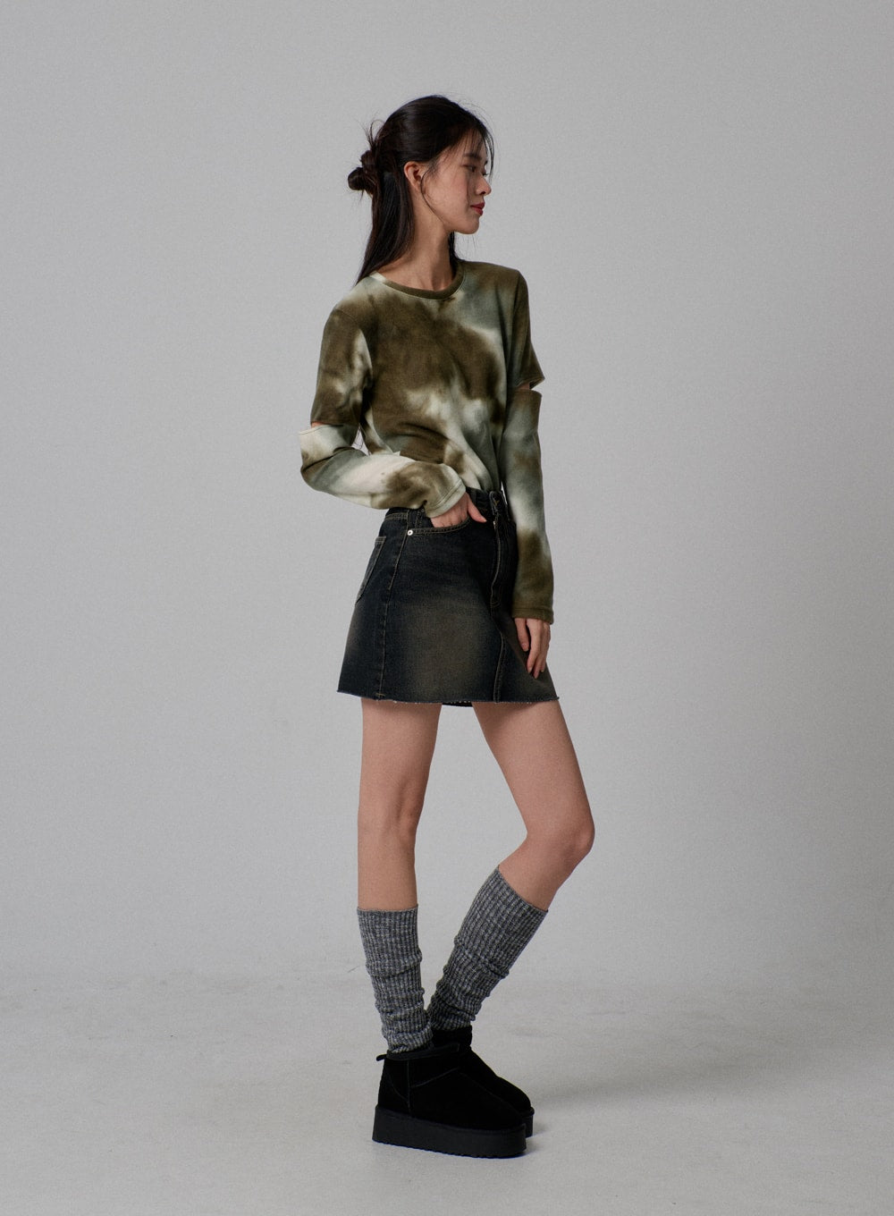 High Waist Denim Mini Skirt IJ310