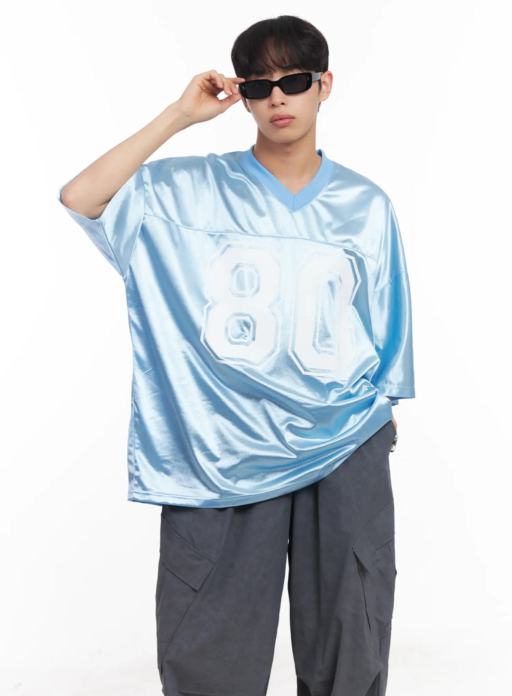 Men's Oversized V-Neck Jersey IU518