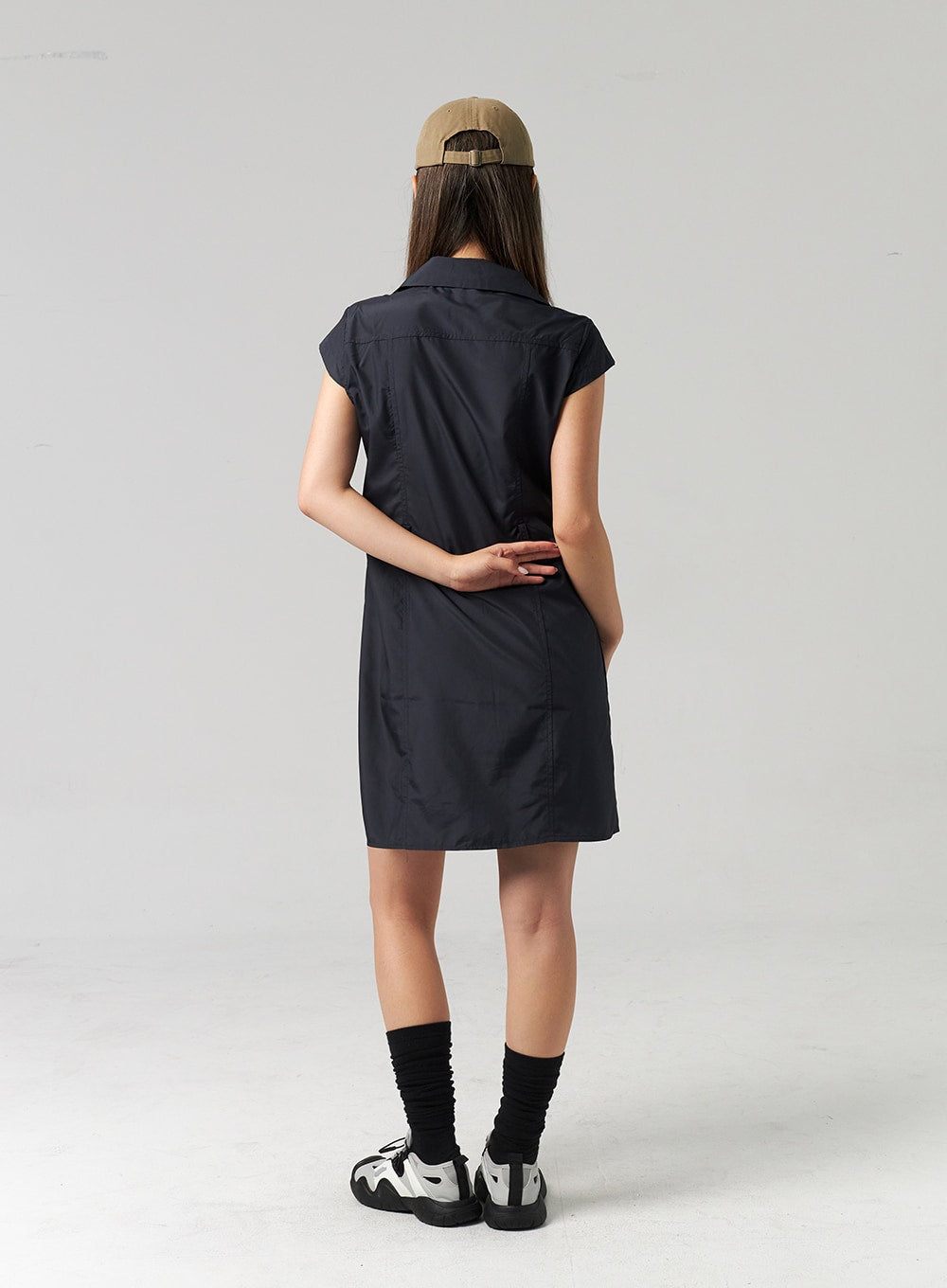 Nylon Button Mini Dress CL307