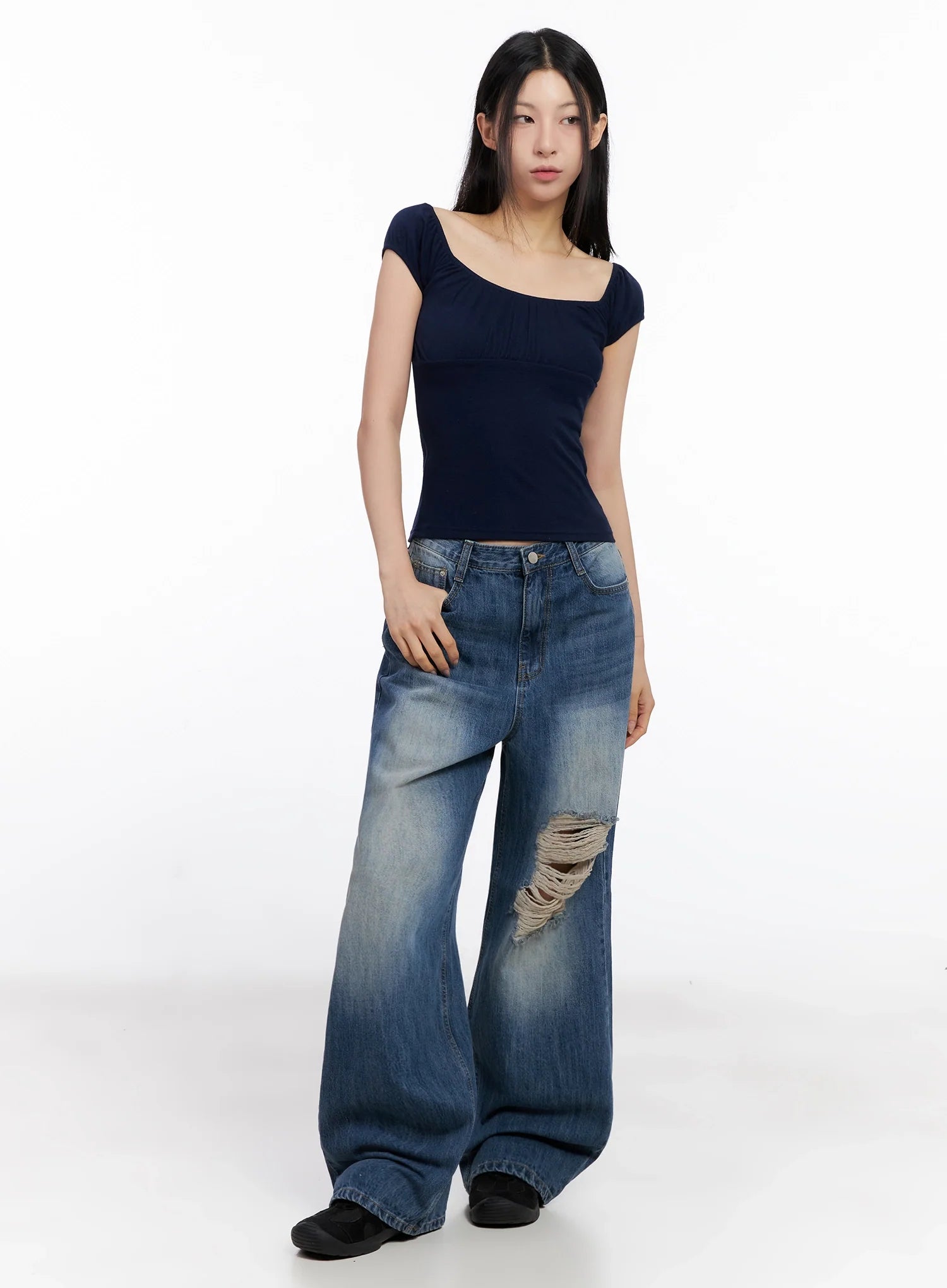 Off-Shoulder Puff Sleeve Top IG508