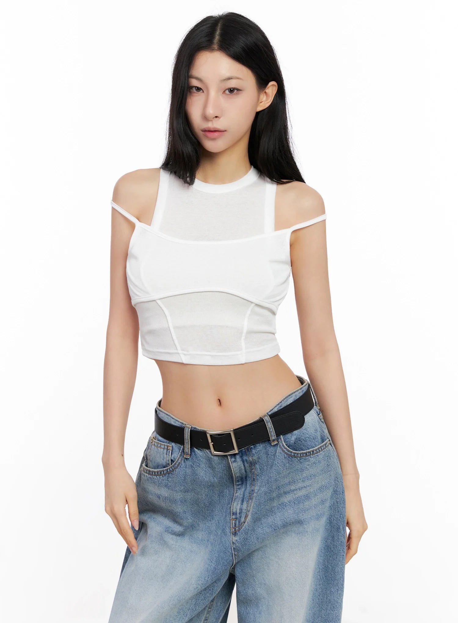 Double Strap Sleeveless Crop Top IG508