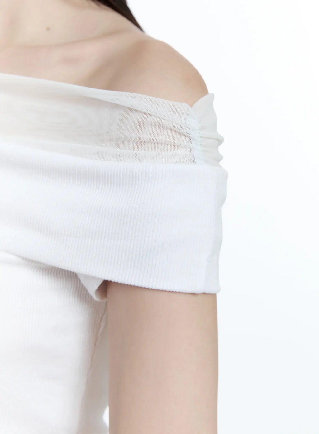 Off-Shoulder Ribbed Knit Top CG507