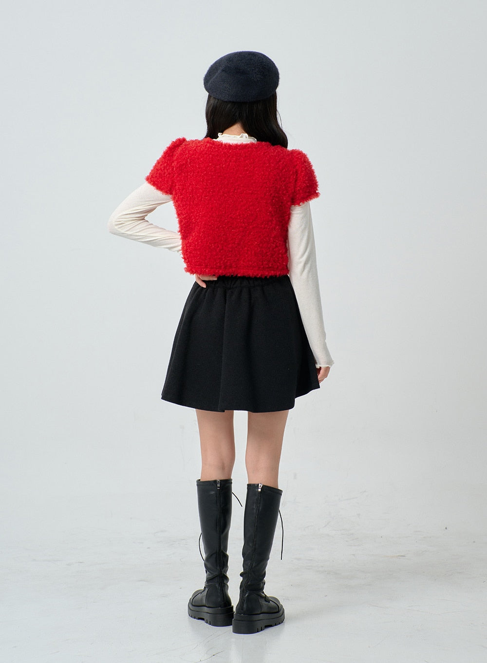 Poodle Short Sleeve Gold Button Cardigan BN02