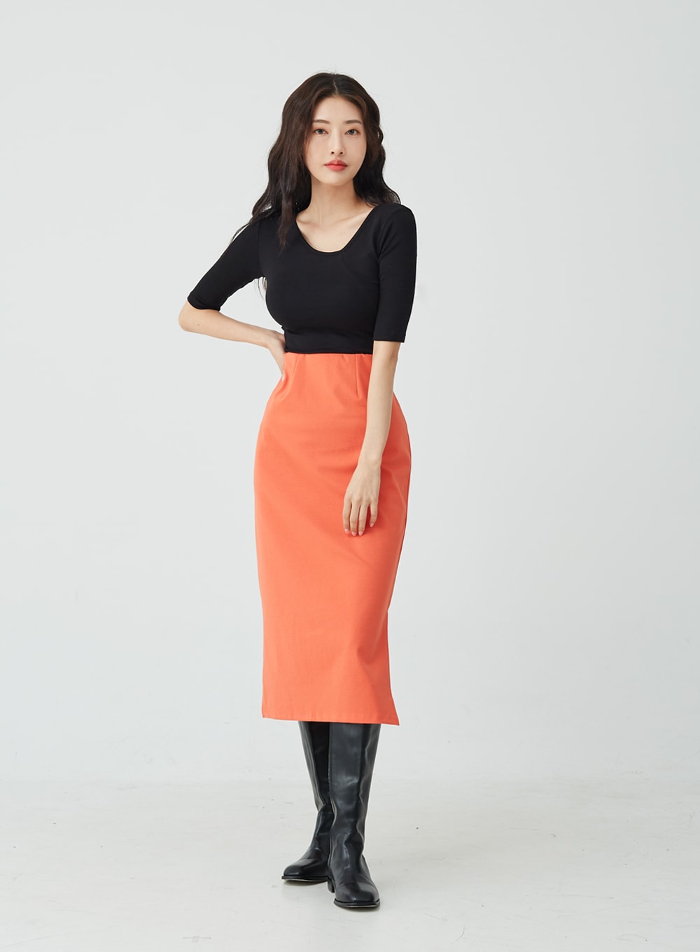Side Slit H-Line Skirt IU26