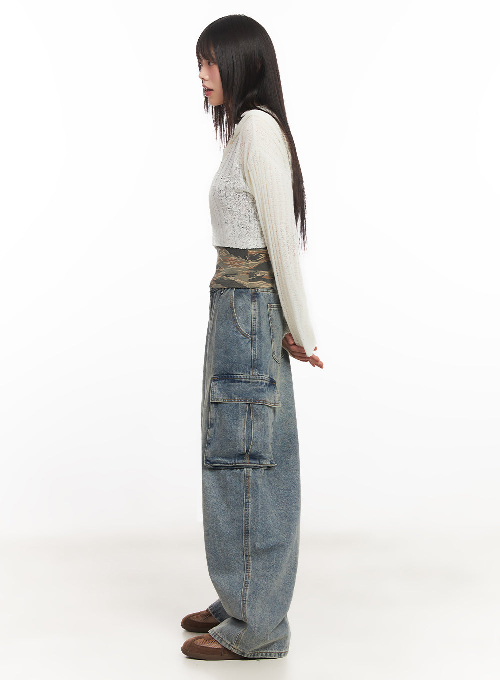 Zip-Up Sheer Hooded Cardigan IA528