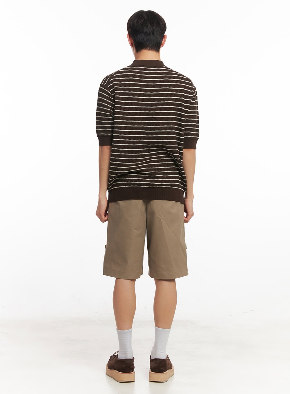 Men's Roll-Up Cotton Shorts (Dark Beige) IA518