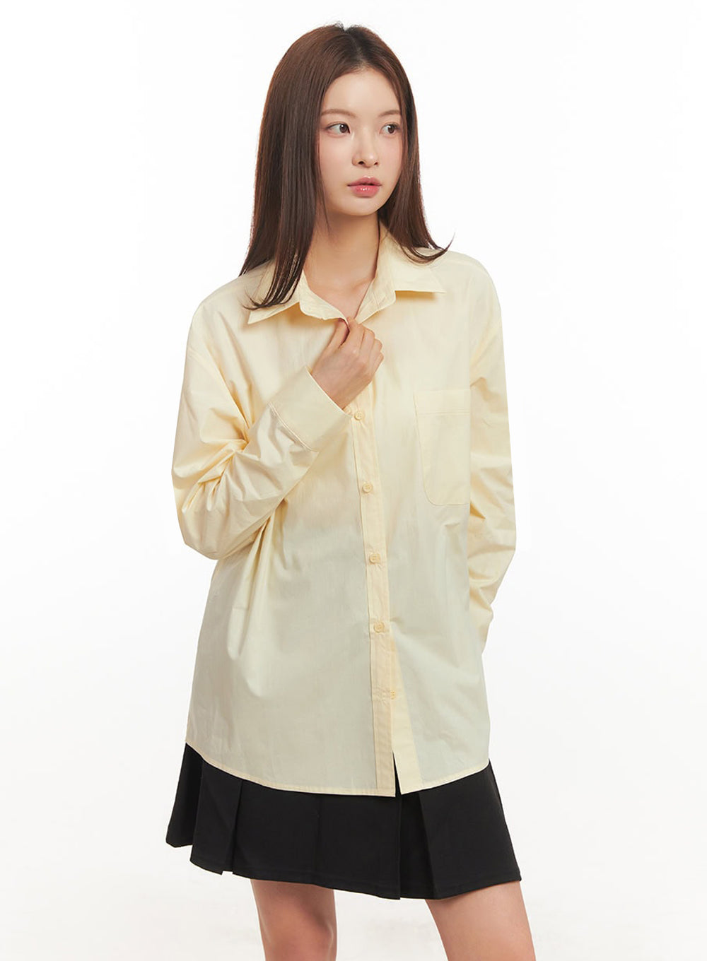 Relaxed-Fit Collared Button-Up Shirt IM514