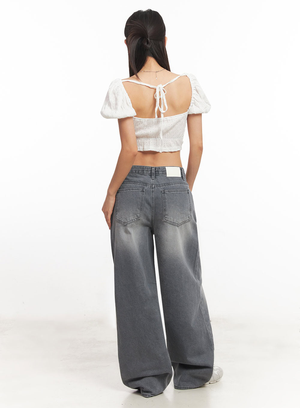 Puff-Sleeve Square Neck Crop Top IA525