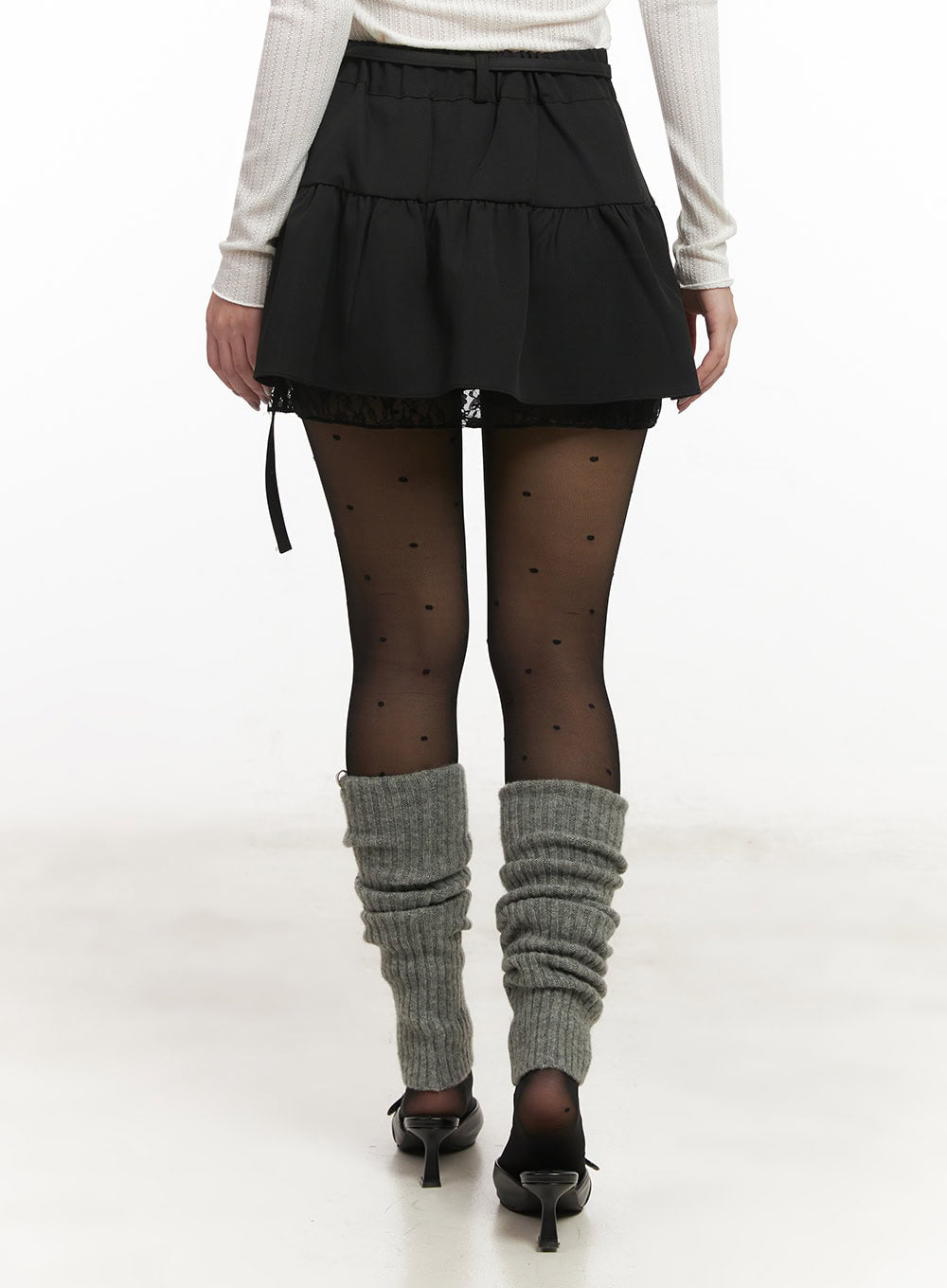 Lace Buckle Flare Mini Skirt IM524