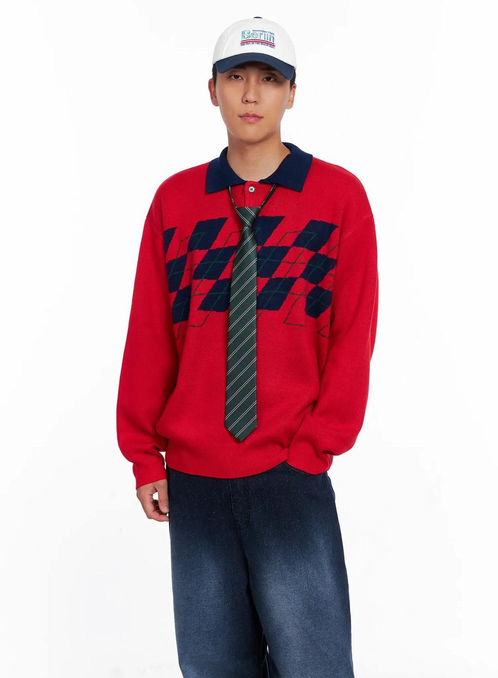 Men's Argyle Henley Knit IS510