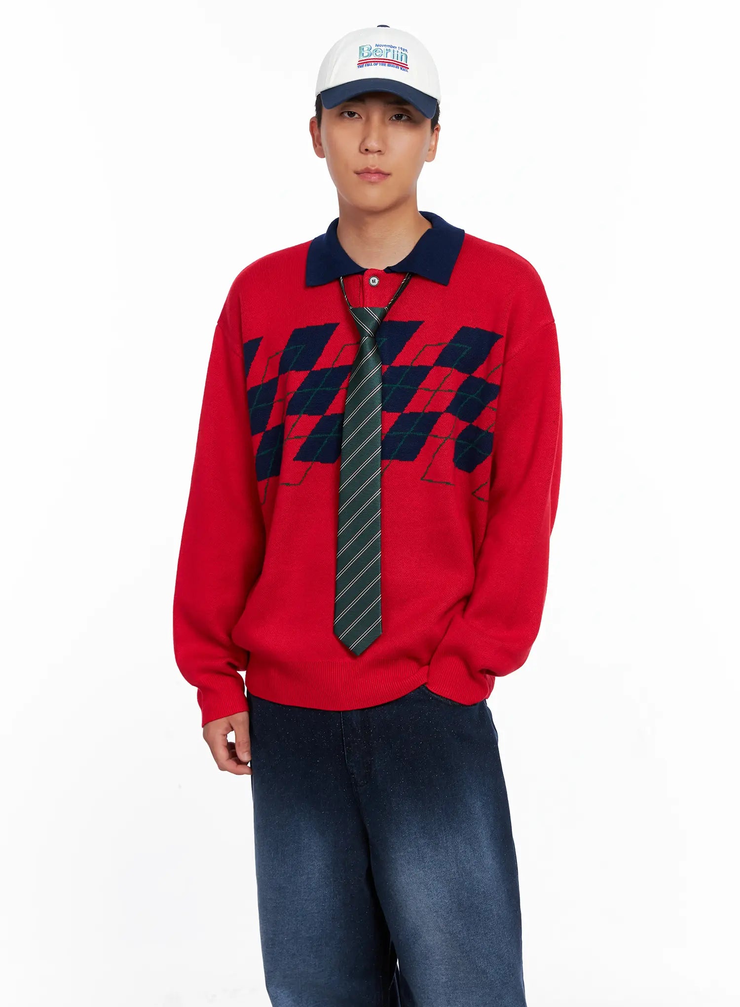 Men's Argyle Henley Knit IS510